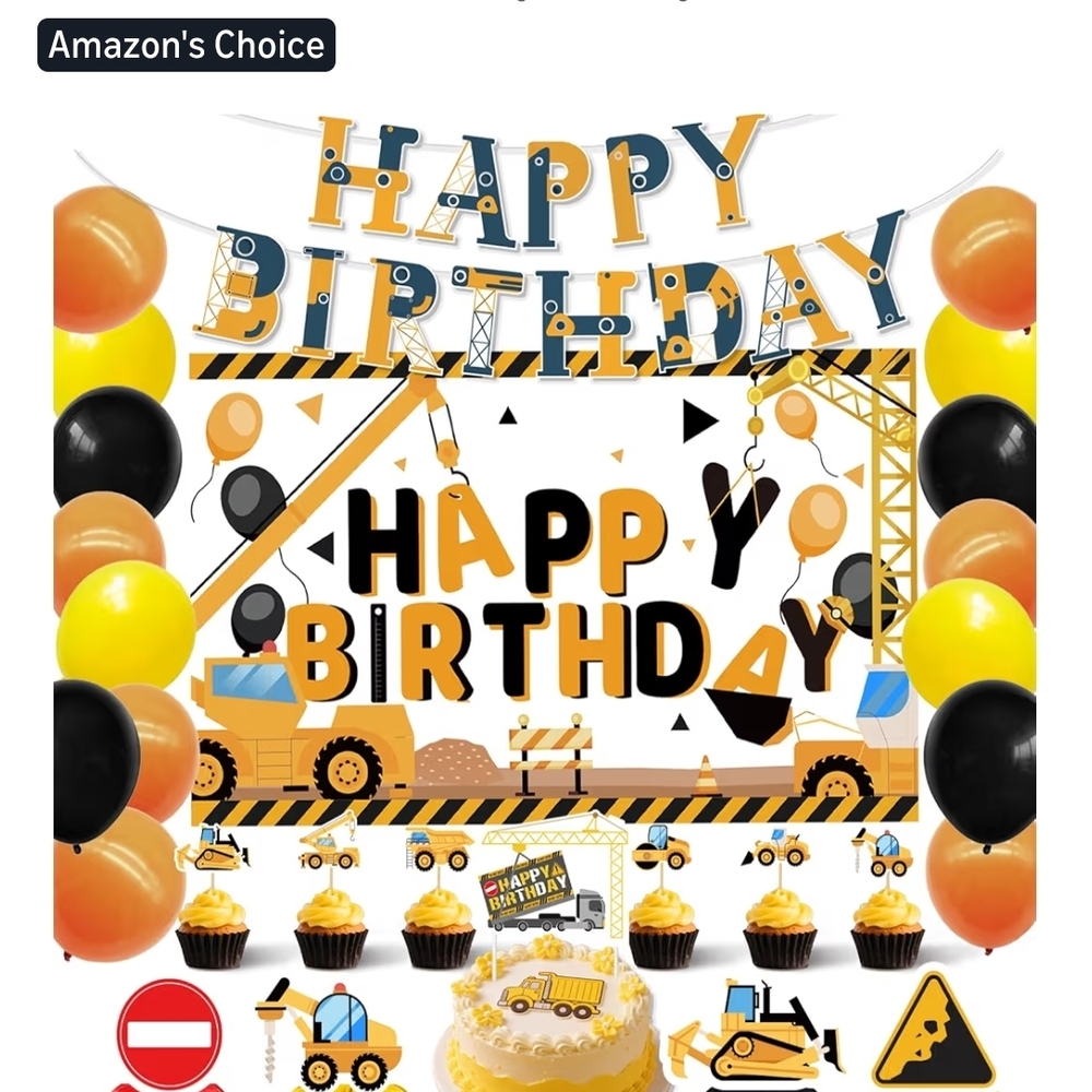 🌟3 For $12🌟Construction Theme Birthday Party Supplies Set